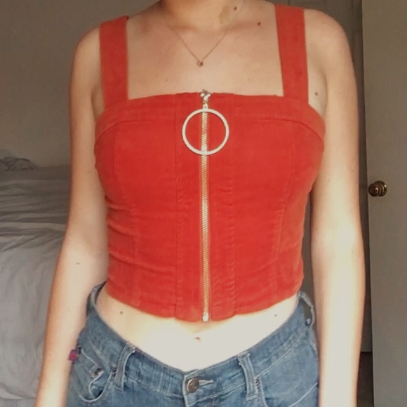 Tops - Burnt Orange Zip-up Crop Top💥
